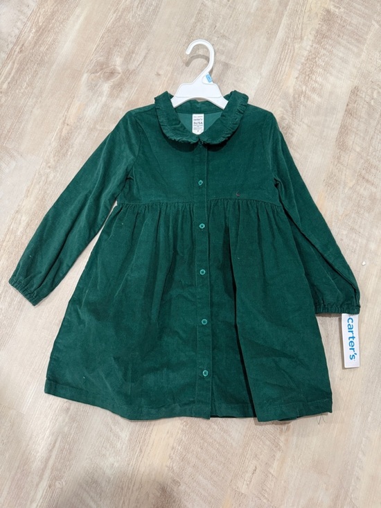 Carter's Other - Carter's Dark Green Corduroy Button-Front Dress with Ruffle Collar